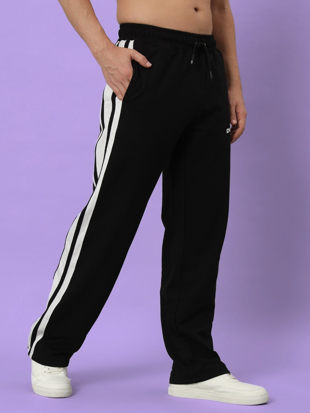 AVALON SLIT ZIPPER JOGGERS (BLACK-WHITE)