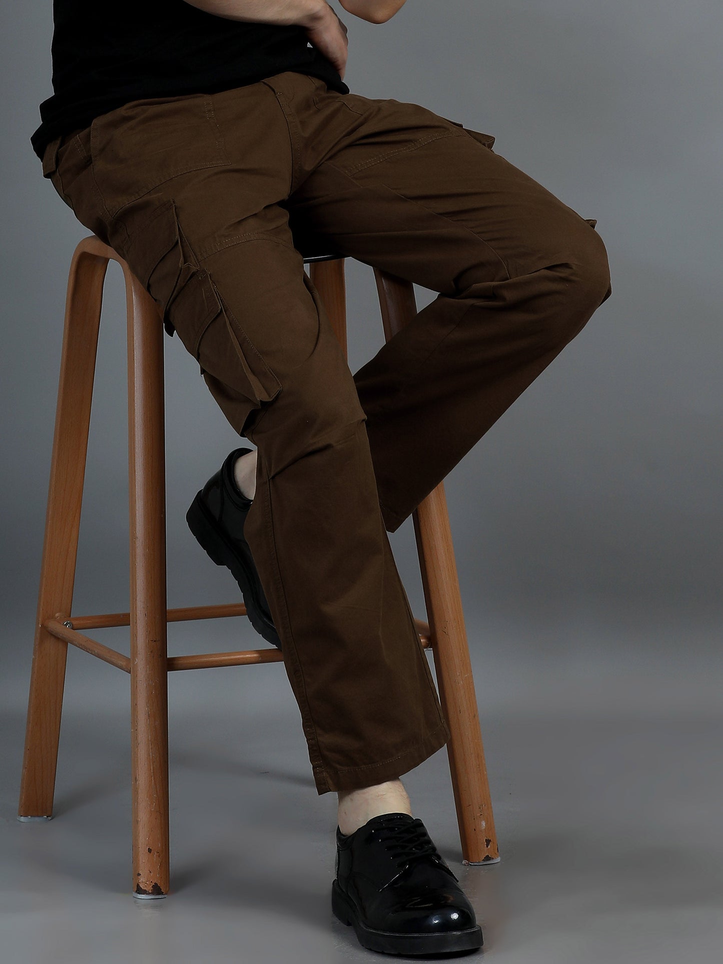 Pack of 2 Cotton Relaxed Fit Cargo Trousers, Brown khakhi
