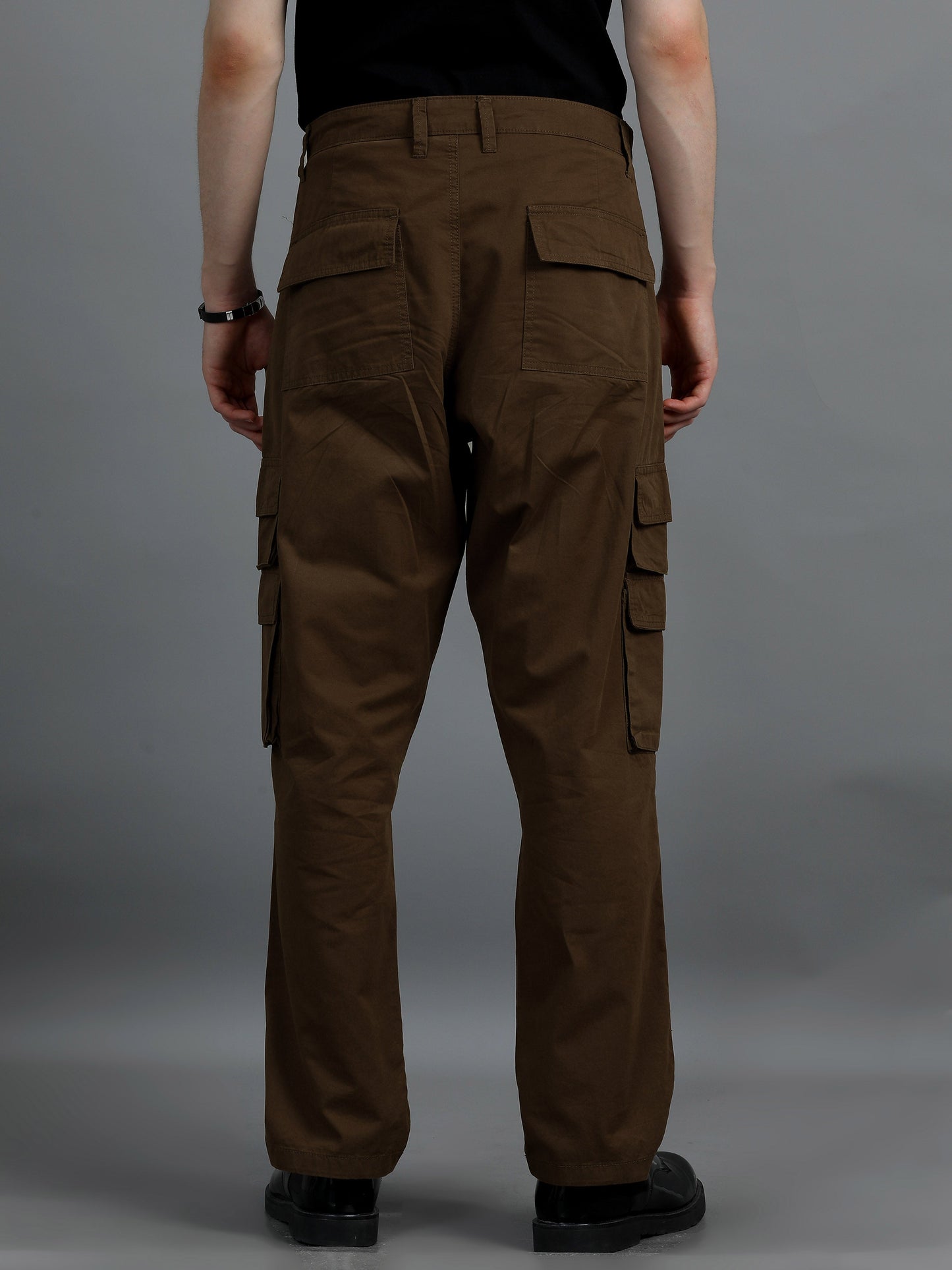 Pack of 2 Cotton Relaxed Fit Cargo Trousers, Brown khakhi