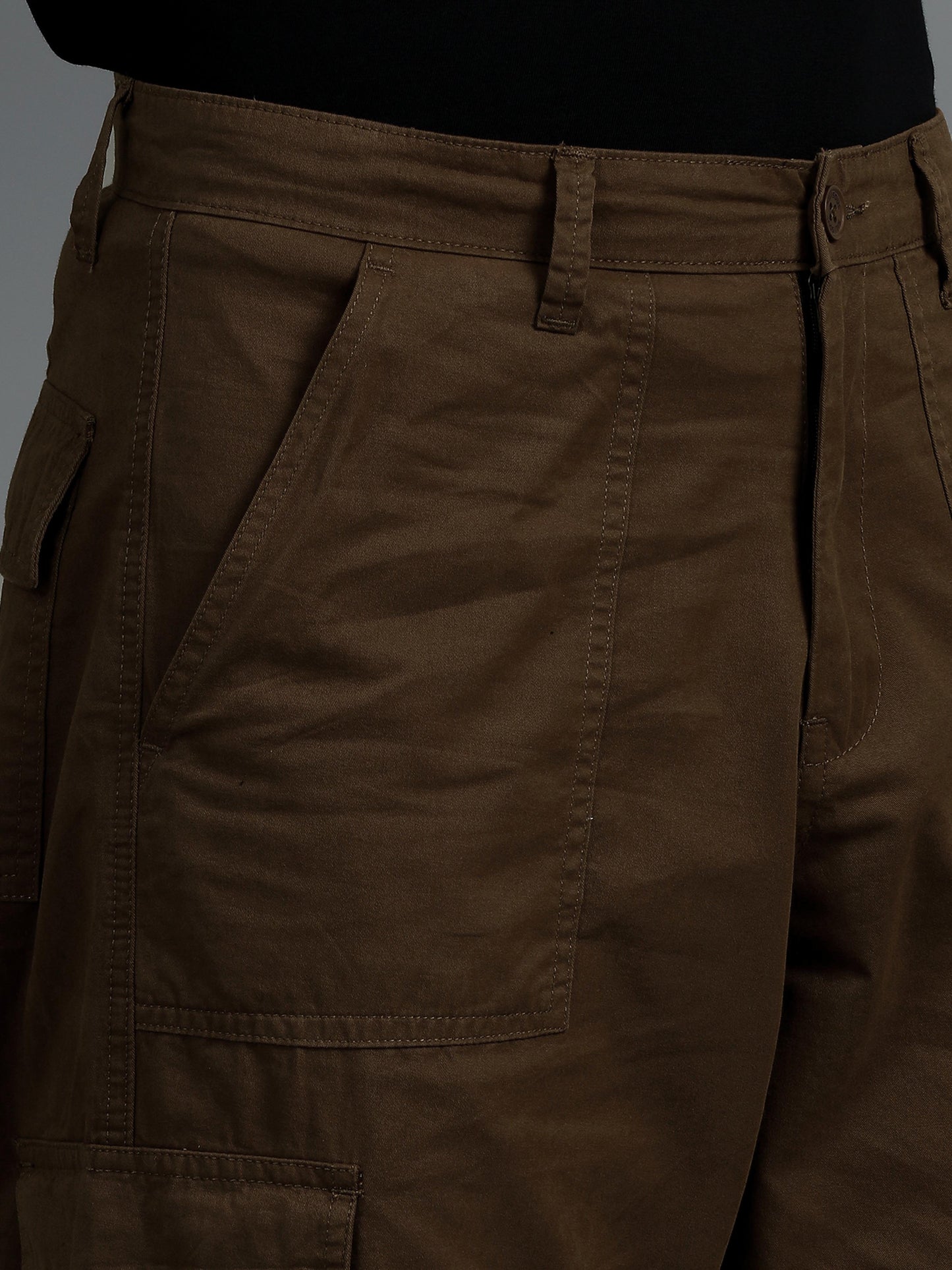 Pack of 2 Cotton Relaxed Fit Cargo Trousers, Brown khakhi