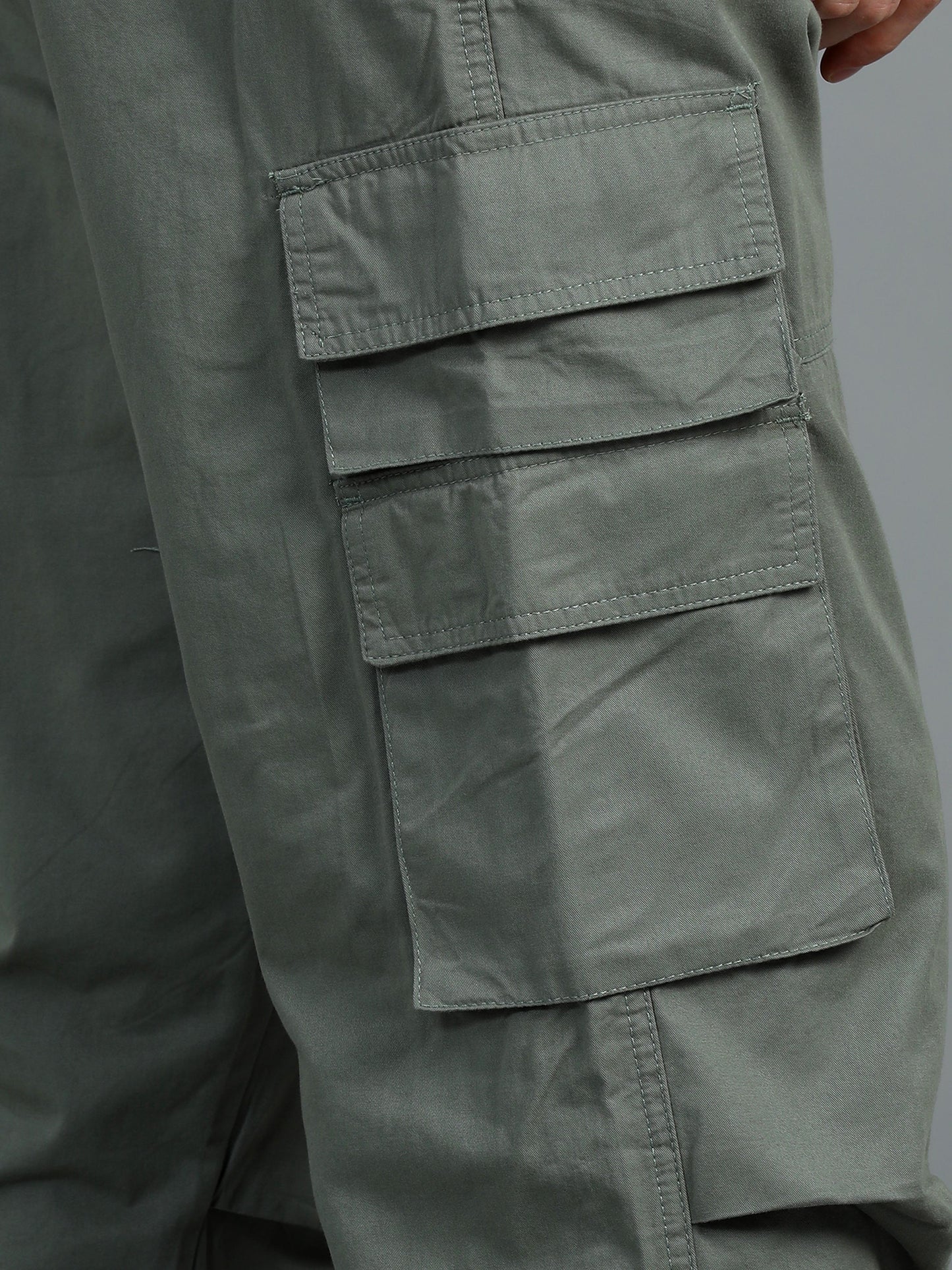 Pack of 2 Cotton Relaxed Fit Cargo Trousers, Black Moss Green