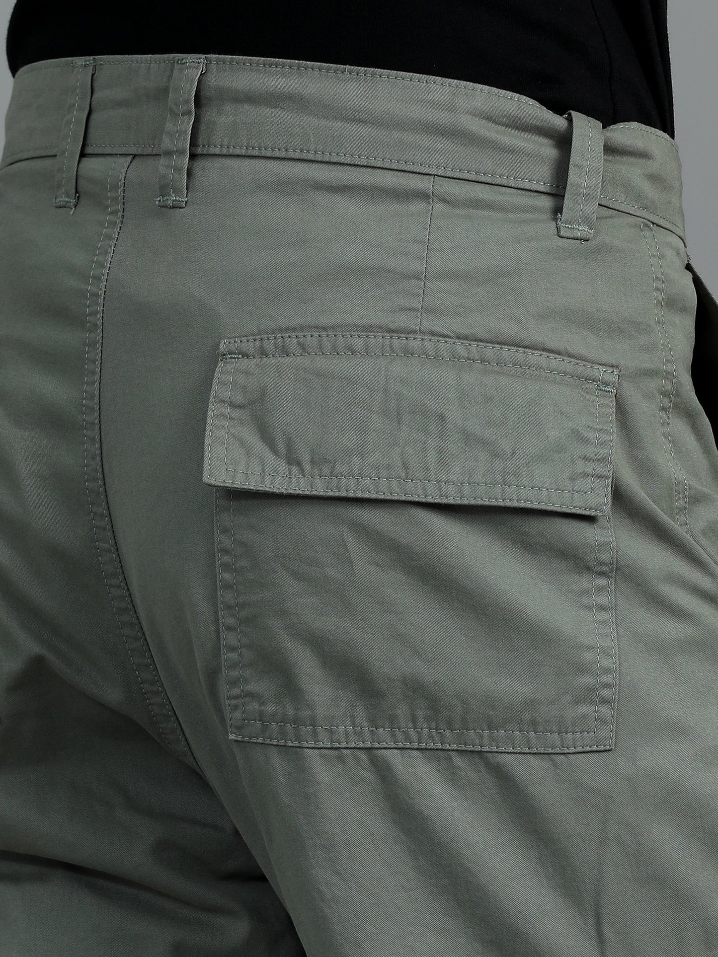Pack of 2 Cotton Relaxed Fit Cargo Trousers, Moss Green Charcoal Grey