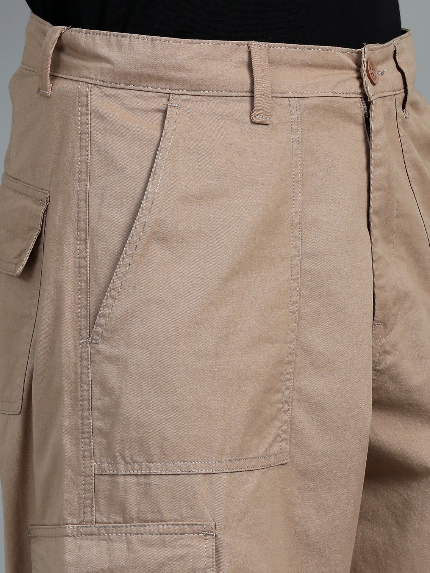 Pack of 2 Cotton Relaxed Fit Cargo Trousers, Charcoal Grey khakhi