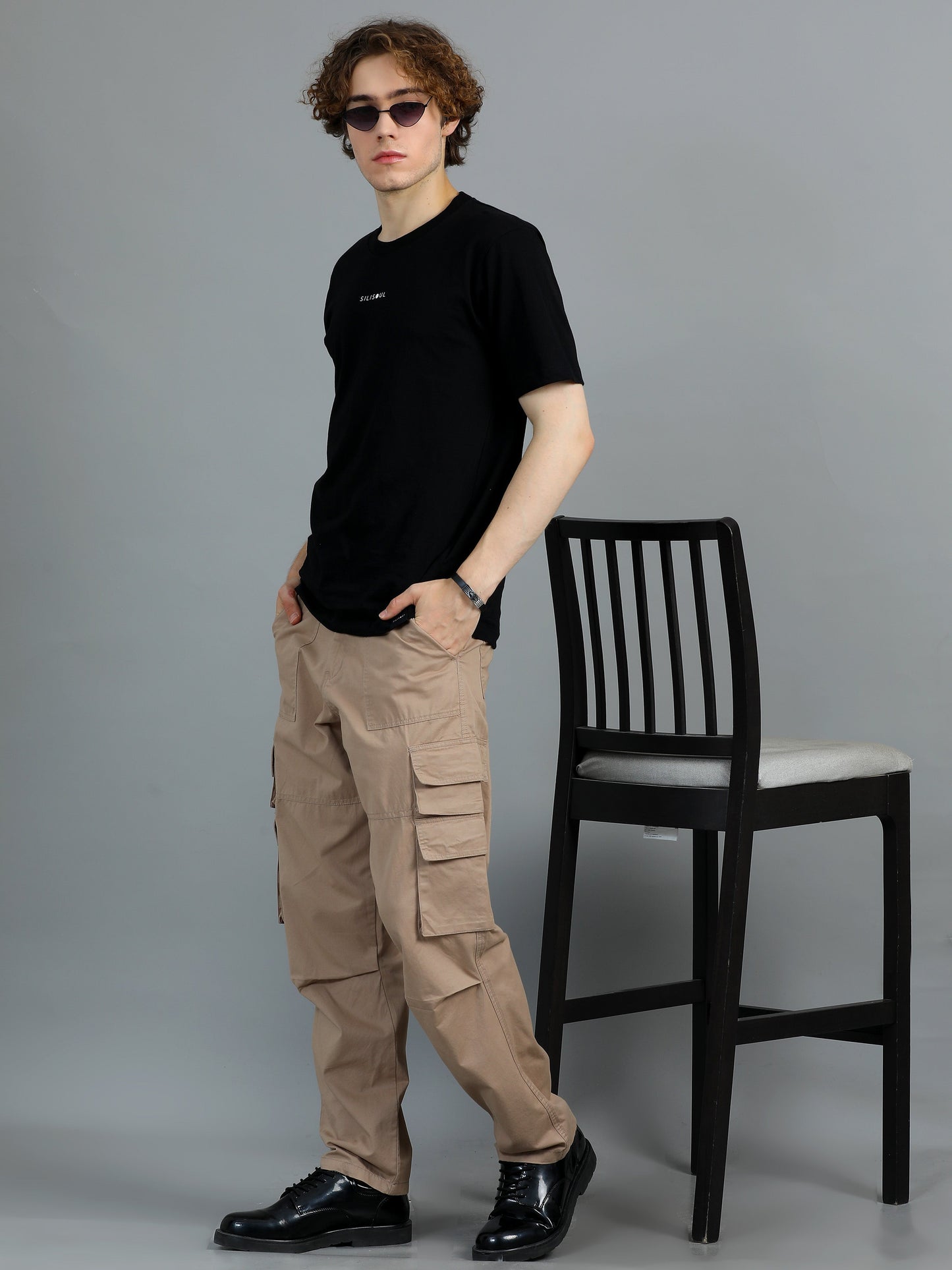 Pack of 2 Cotton Relaxed Fit Cargo Trousers, Dark Olive Khakhi