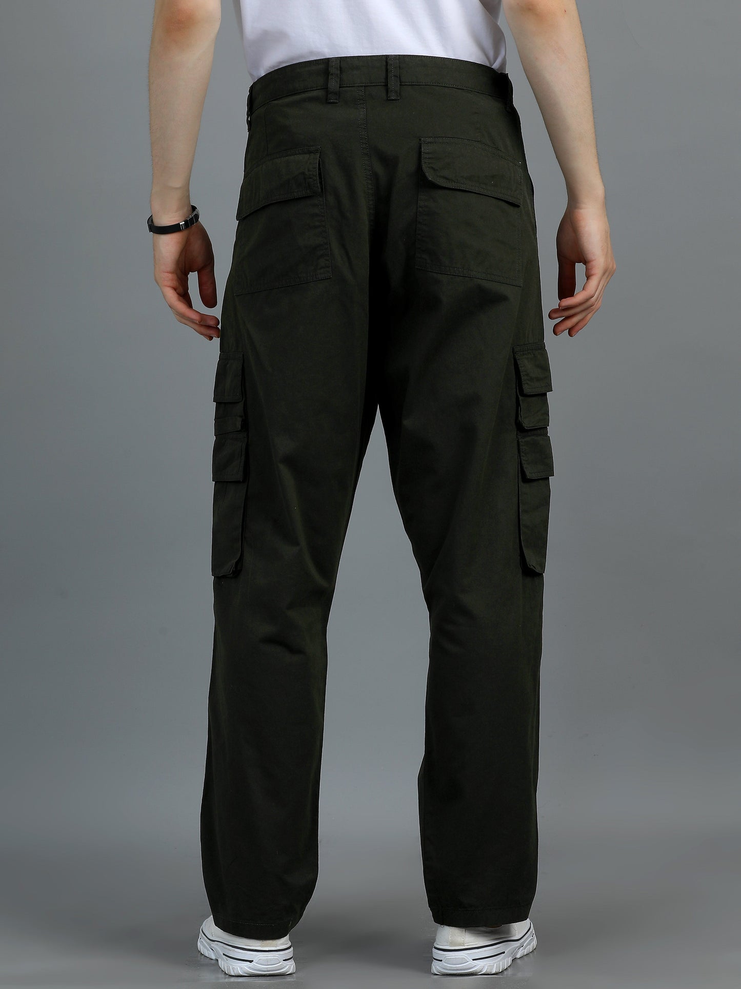 Pack of 2 Cotton Relaxed Fit Cargo Trousers, Dark Olive Khakhi