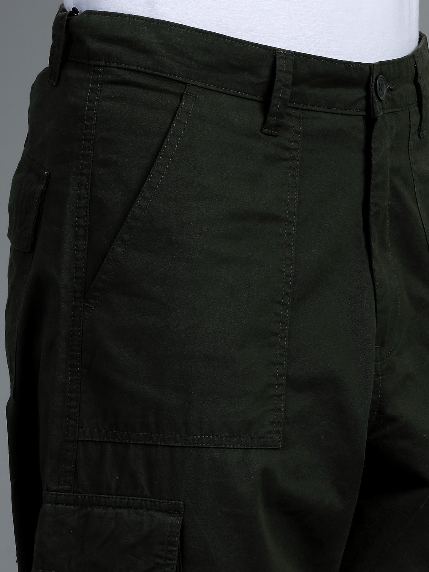 Pack of 2 Cotton Relaxed Fit Cargo Trousers, Dark Olive Khakhi