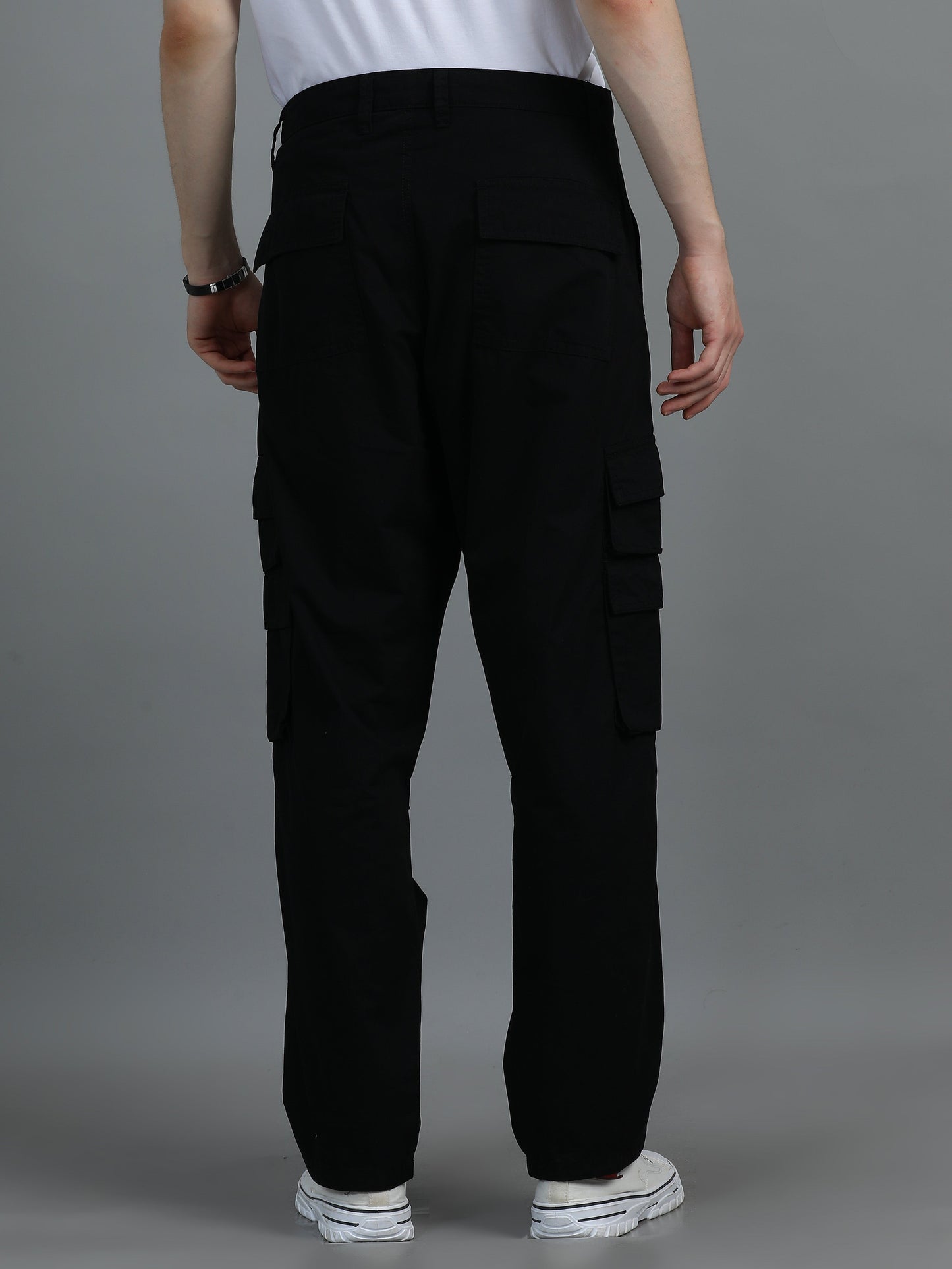 Pack of 2 Cotton Relaxed Fit Cargo Trousers, Black Moss Green