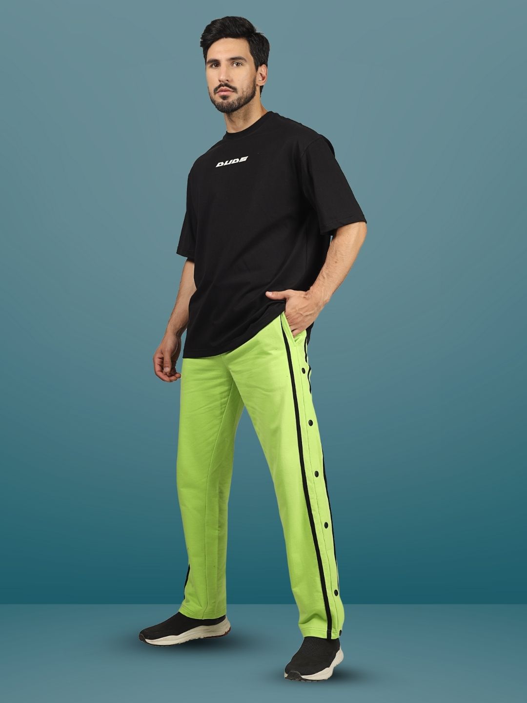 CONTRAST PANEL JOGGERS (NEON GREEN)