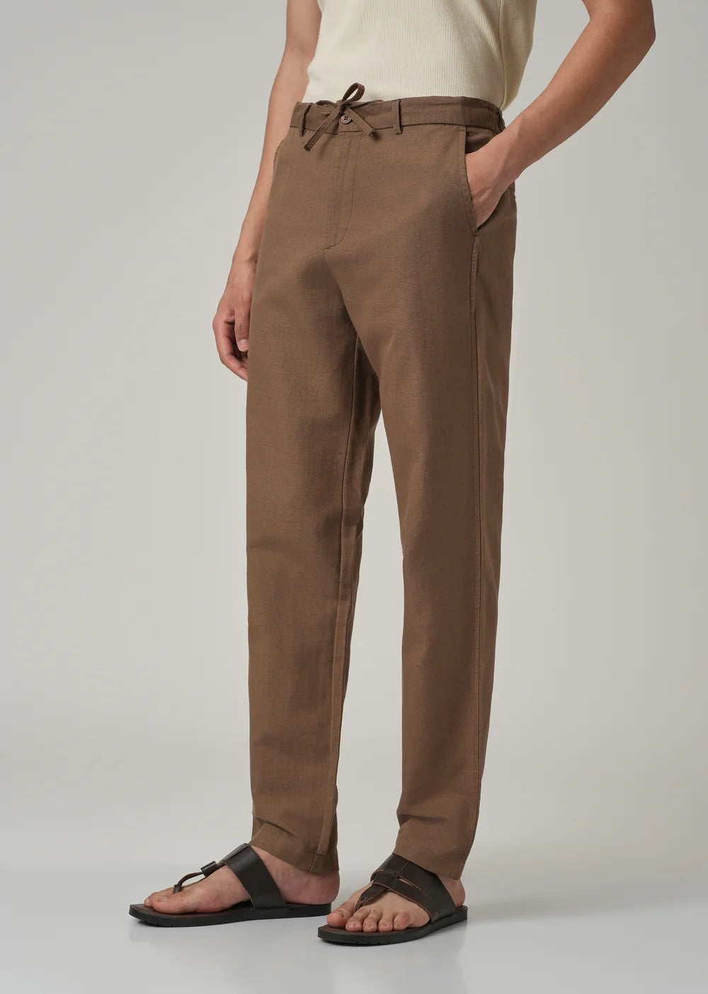 Pack of 2 Premium Linen Pants – (Light Cream & Brown)