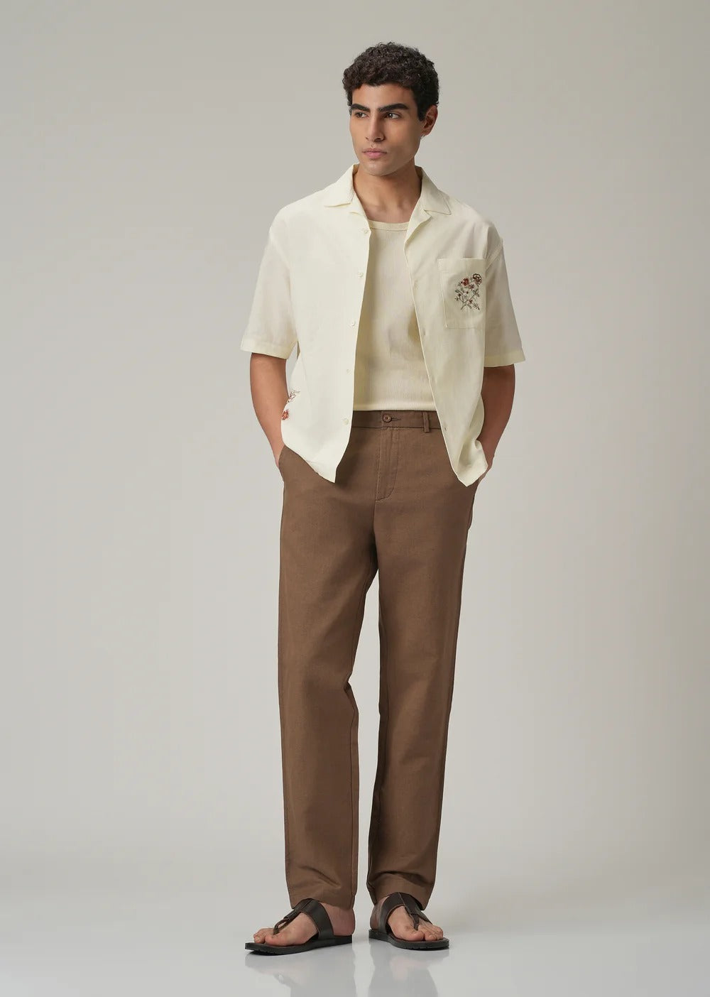 Pack of 2 Premium Linen Pants – (Light Cream & Brown)
