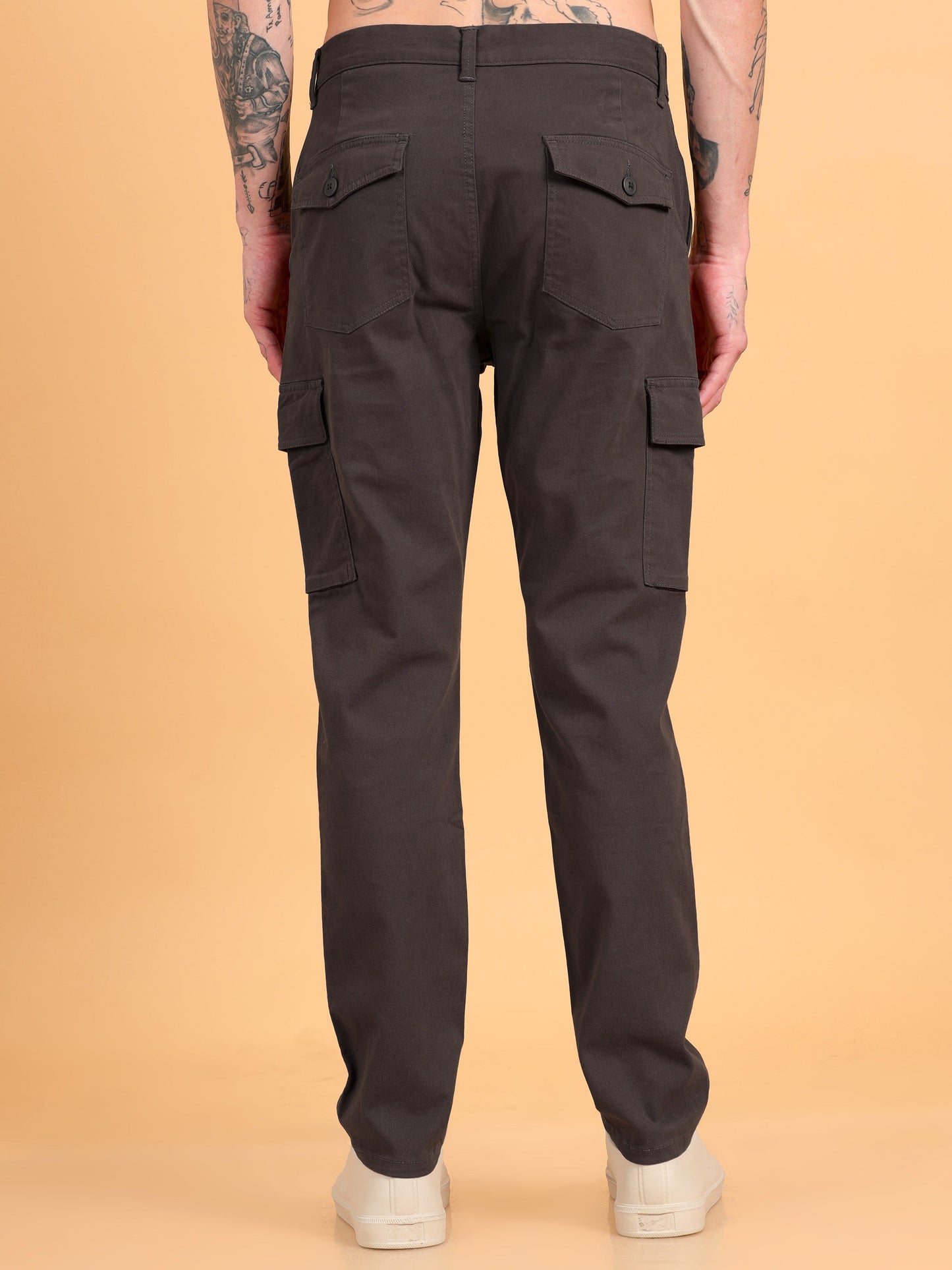 Pack of 2 Cotton Regular Fit Cargo Trousers, BROWN NAVY