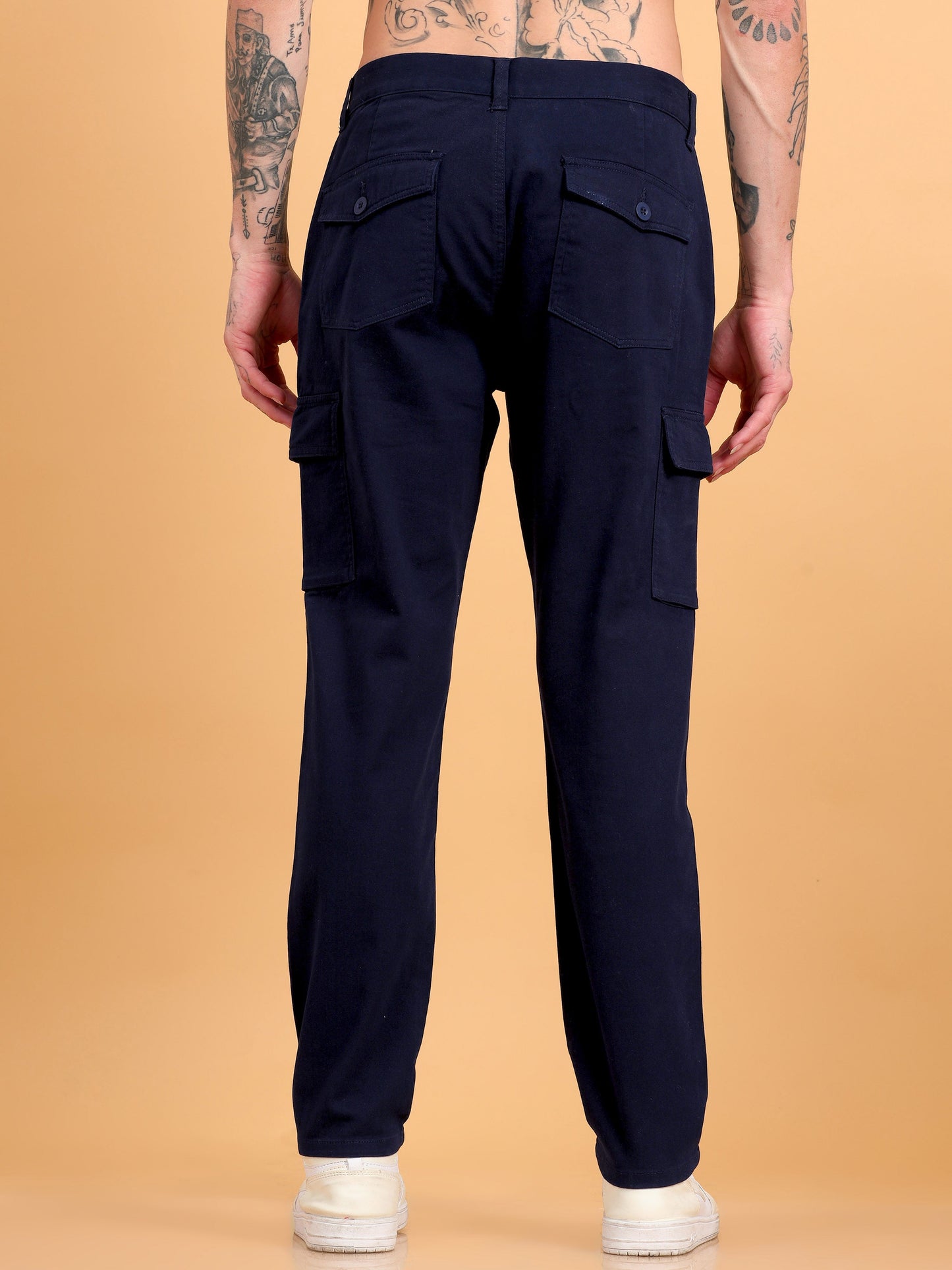 Pack of 2 Cotton Regular Fit Cargo Trousers, BROWN NAVY