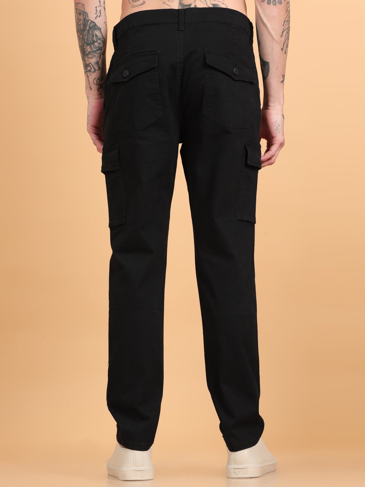 Pack of 2 Cotton Regular Fit Cargo Trousers, BLACK GRAPHITE GREY