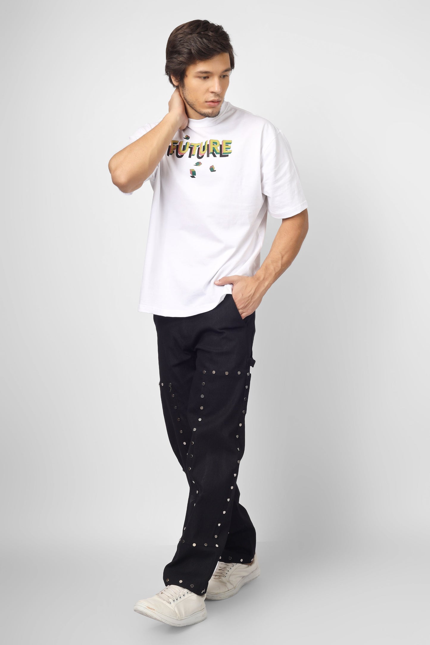 7 POCKET MULTI METAL STUD BUTTON PANTS