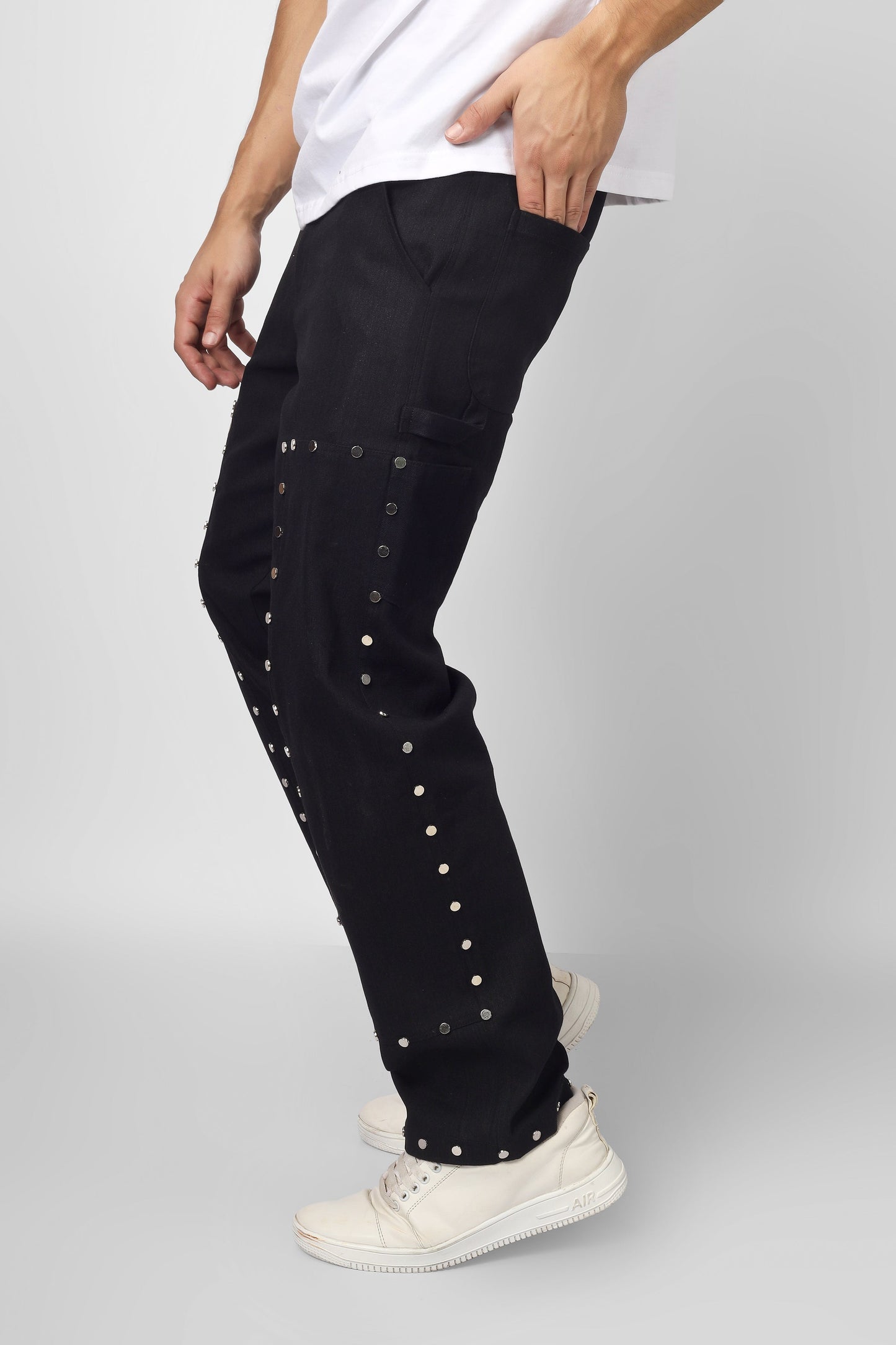 7 POCKET MULTI METAL STUD BUTTON PANTS