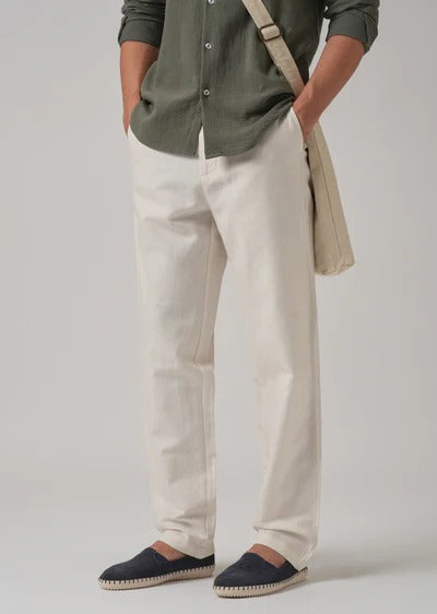 Pack of 2 Premium Linen Pants – (Light Cream & Brown)