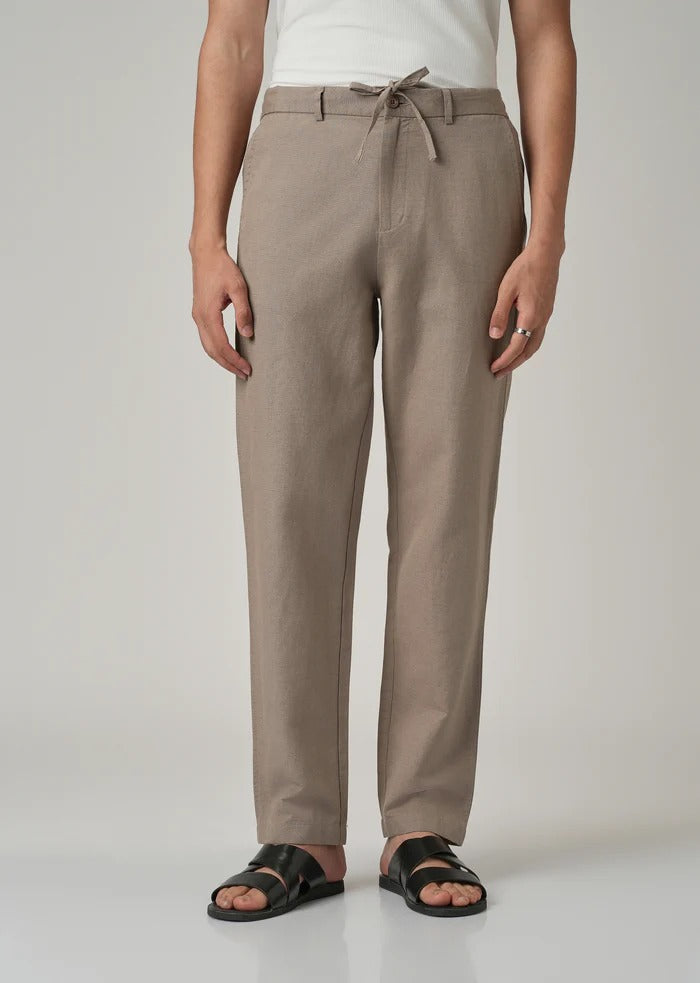 PACK OF 2 Premium Linen Pants – (Beige & Dark Olive)