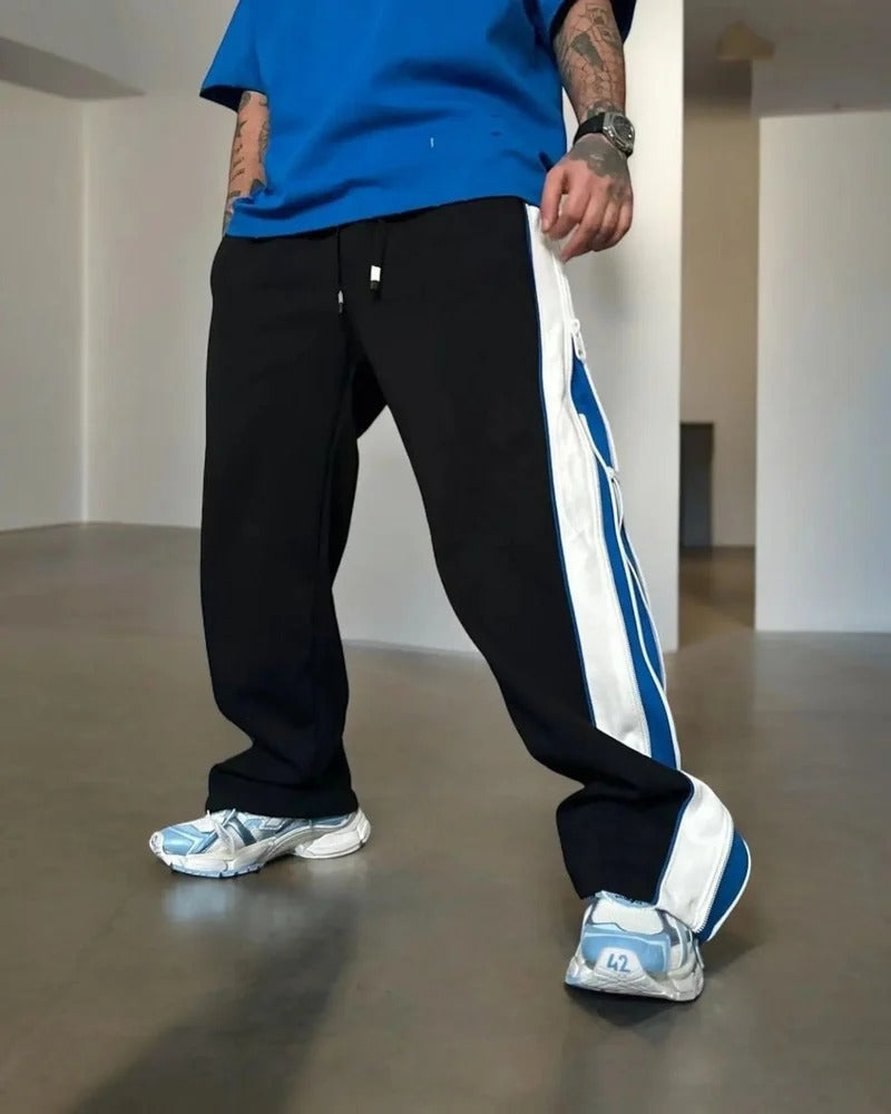 Unisex Cotton Relaxed fit blue baggy track