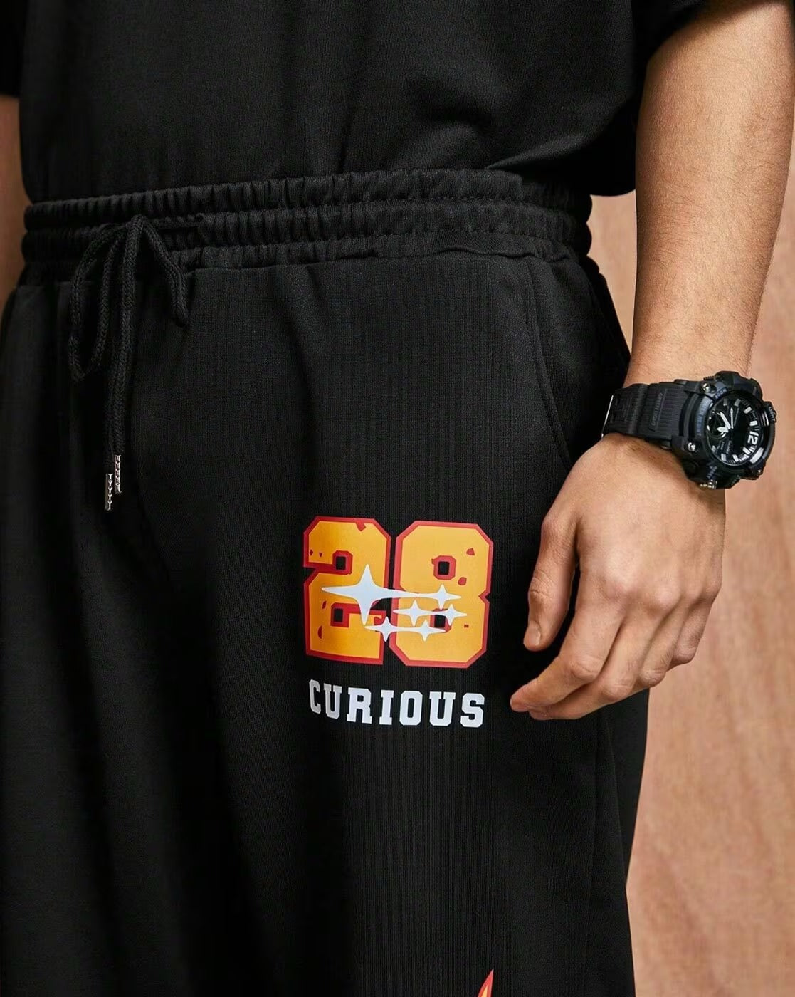 Men Fire Printed Loose Fit Track Pants
