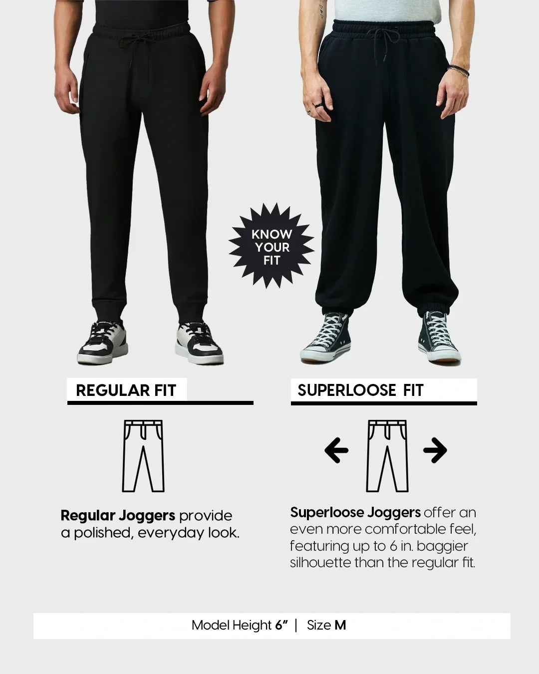 Men's Black Super Loose Fit Brushed Joggers