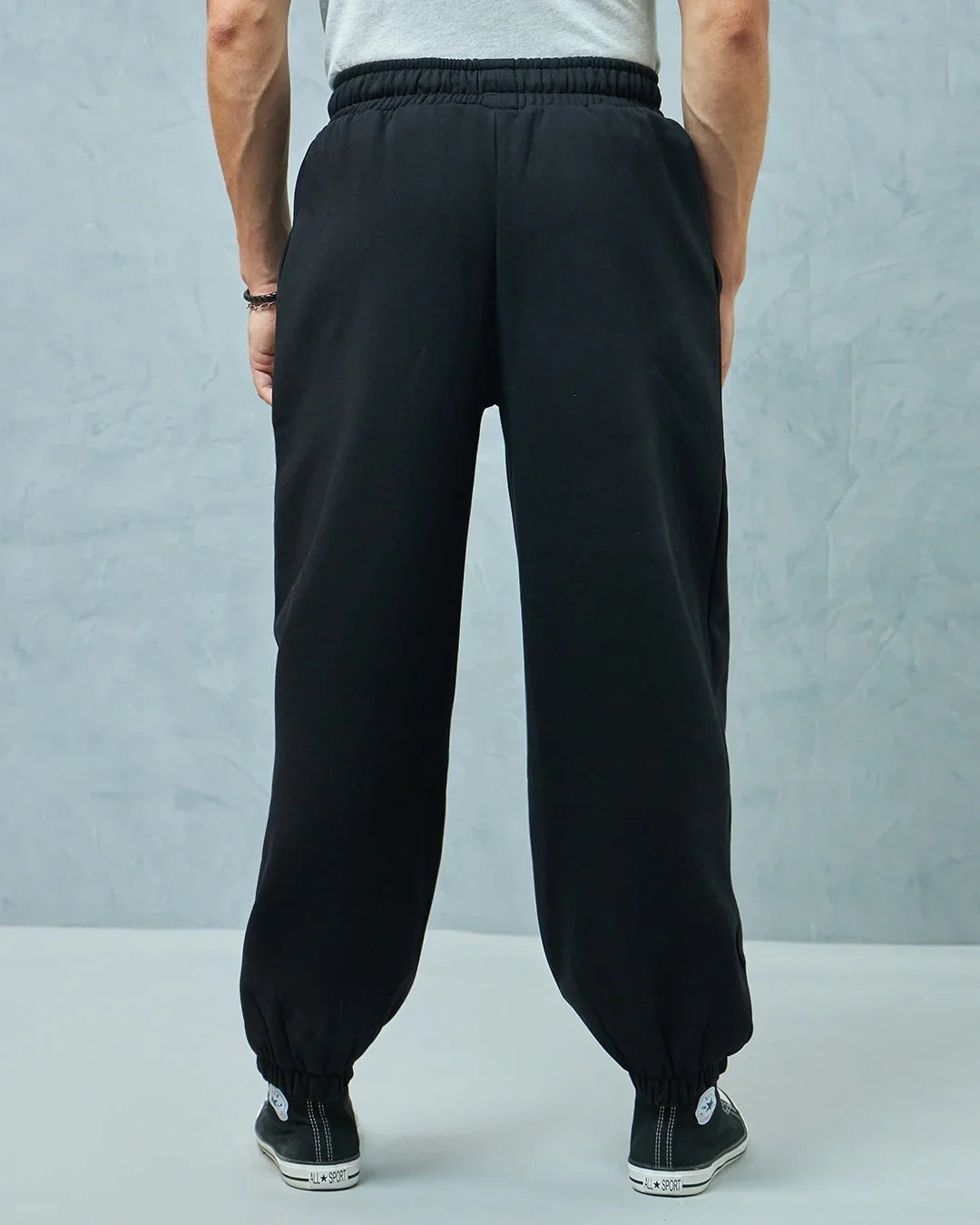Men's Black Super Loose Fit Brushed Joggers