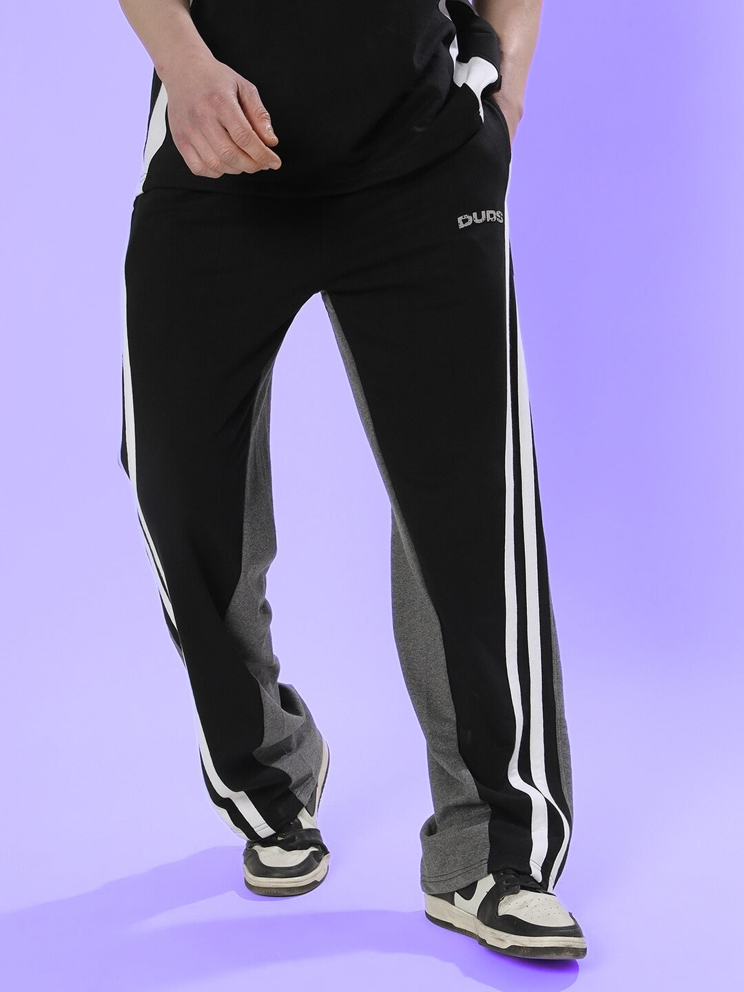 SKATER KOREAN BAGGY JOGGERS (BLACK GREY)
