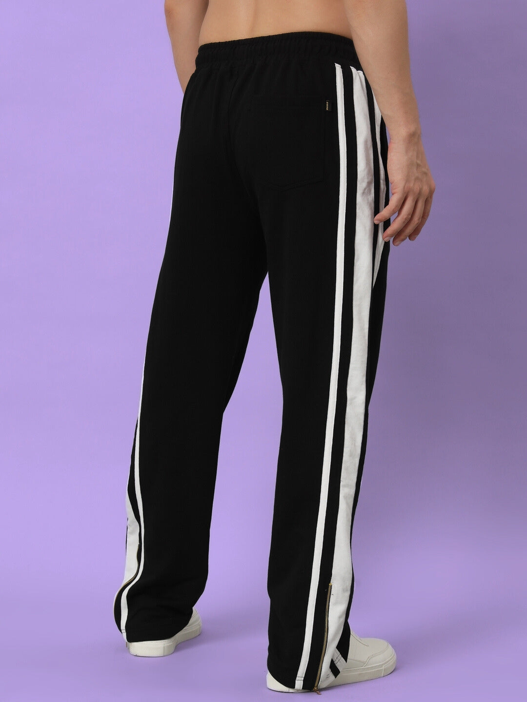 AVALON SLIT ZIPPER JOGGERS (BLACK-WHITE)