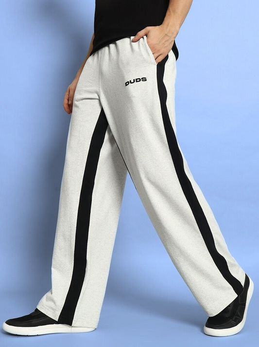 SIDE SEAM BAGGY JOGGERS (MELANGE GREY-BLACK)