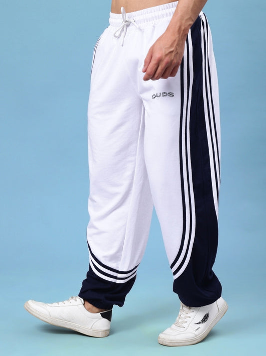 FRENZY CURVE CONTRAST JOGGERS (WHITE-NAVY)