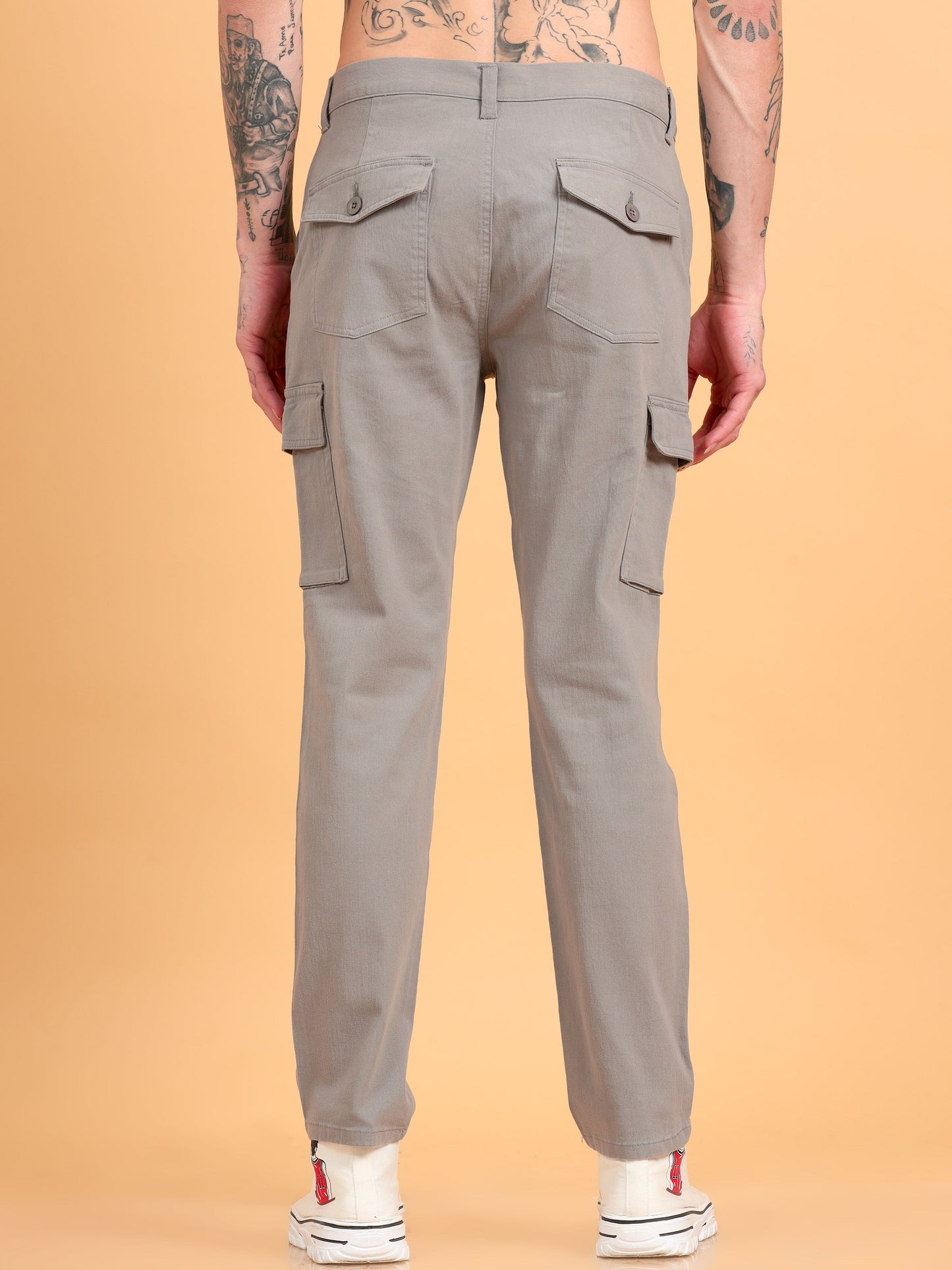 Pack of 2 Cotton Regular Fit Cargo Trousers, GRAPHITE GREY BROWN