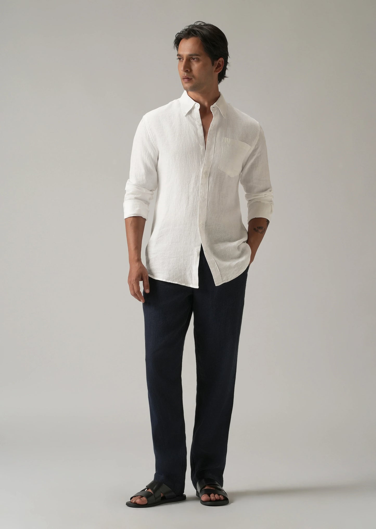 100% Pure White Linen Shirt for Men | Timeless Elegance & Breathable Comfort